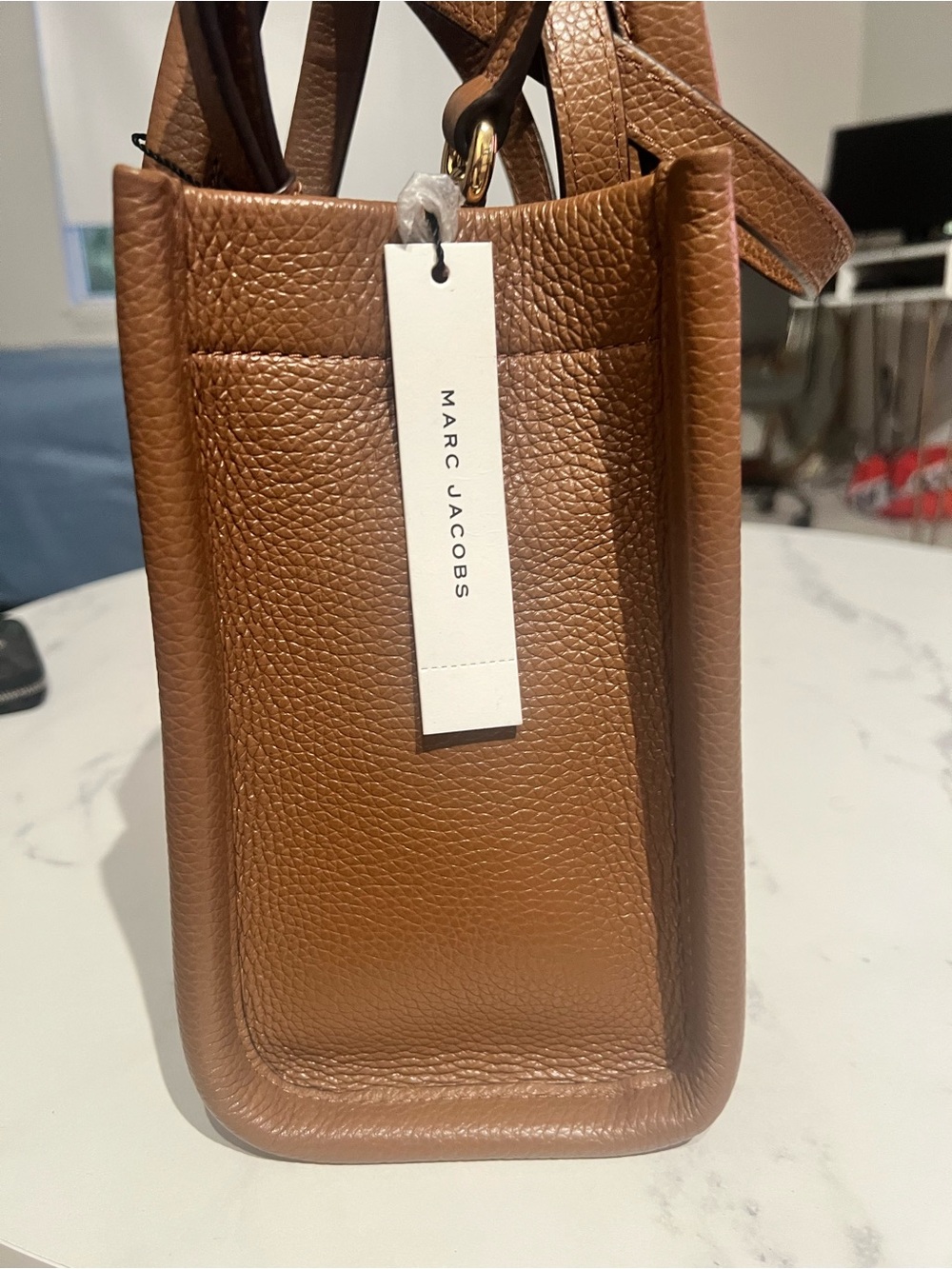 Authentic M Jacobs Cognac Pebbled. Leather Mini Tote. Original dustbag included. - Picture 3 of 9